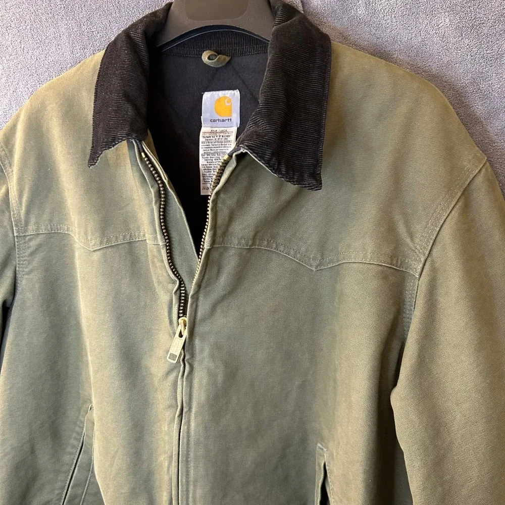 Carhartt Santa Fe Jacket J14 LOV Mens XL Olive Green Duck Canvas Quilted